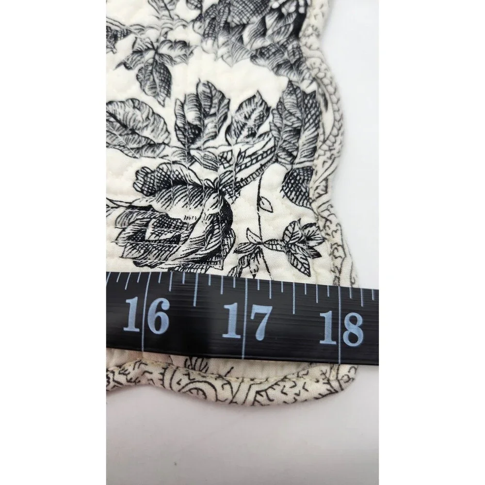 Vntg Victorian Heart Placemat Set (4) Black & Cream Floral Country Kitchen Decor